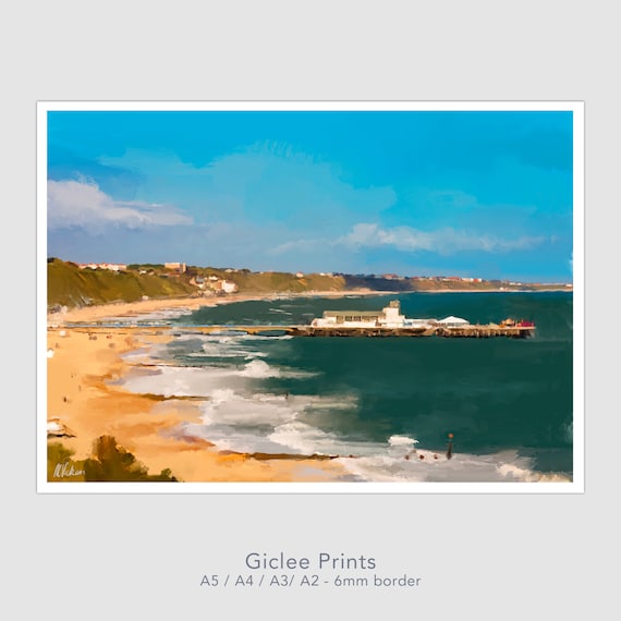 Bournemouth Beach Original Oil Painting Giclee Print and Greetings Card