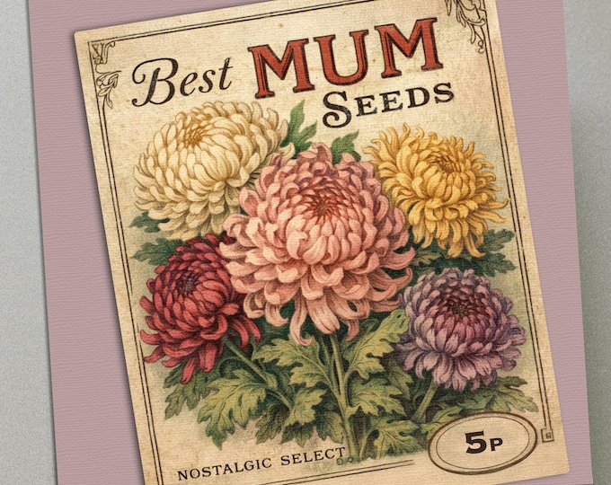 Vintage Mum Seeds Card – Floral Greeting for Mother's Day