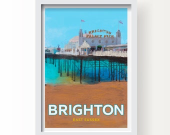 Brighton Seaside Town East Sussex Fine Art Print, Greetings Card & Postcard
