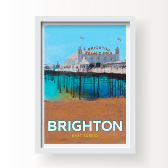 Brighton Seaside Town East Sussex Fine Art Print, Greetings Card & Postcard
