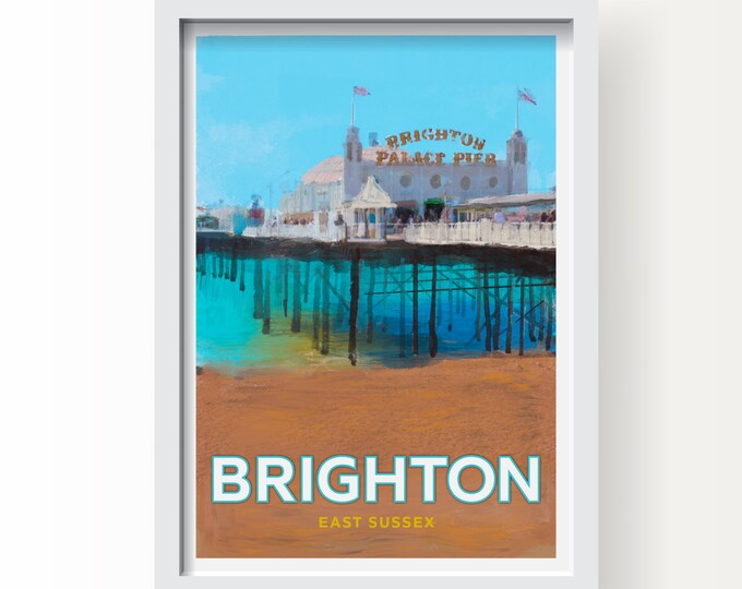 Brighton Seaside Town East Sussex Fine Art Print, Greetings Card & Postcard