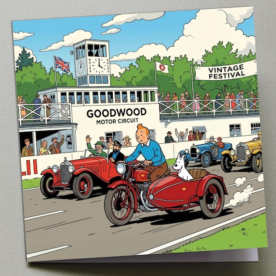 Personalised Greetings Card - Tintin at Goodwood Revival