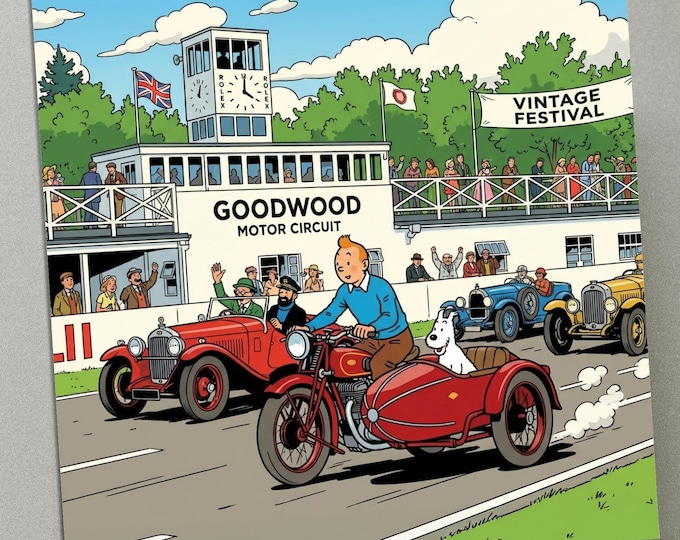 Personalised Greetings Card - Tintin at Goodwood Revival