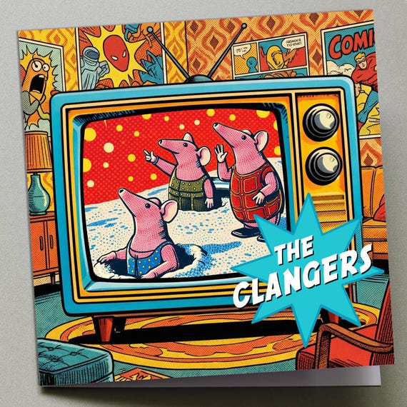Personalised Birthday Card - The Clangers Retro TV