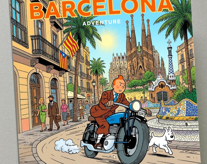 Personalised Greetings Card - Tintin in Barcelona