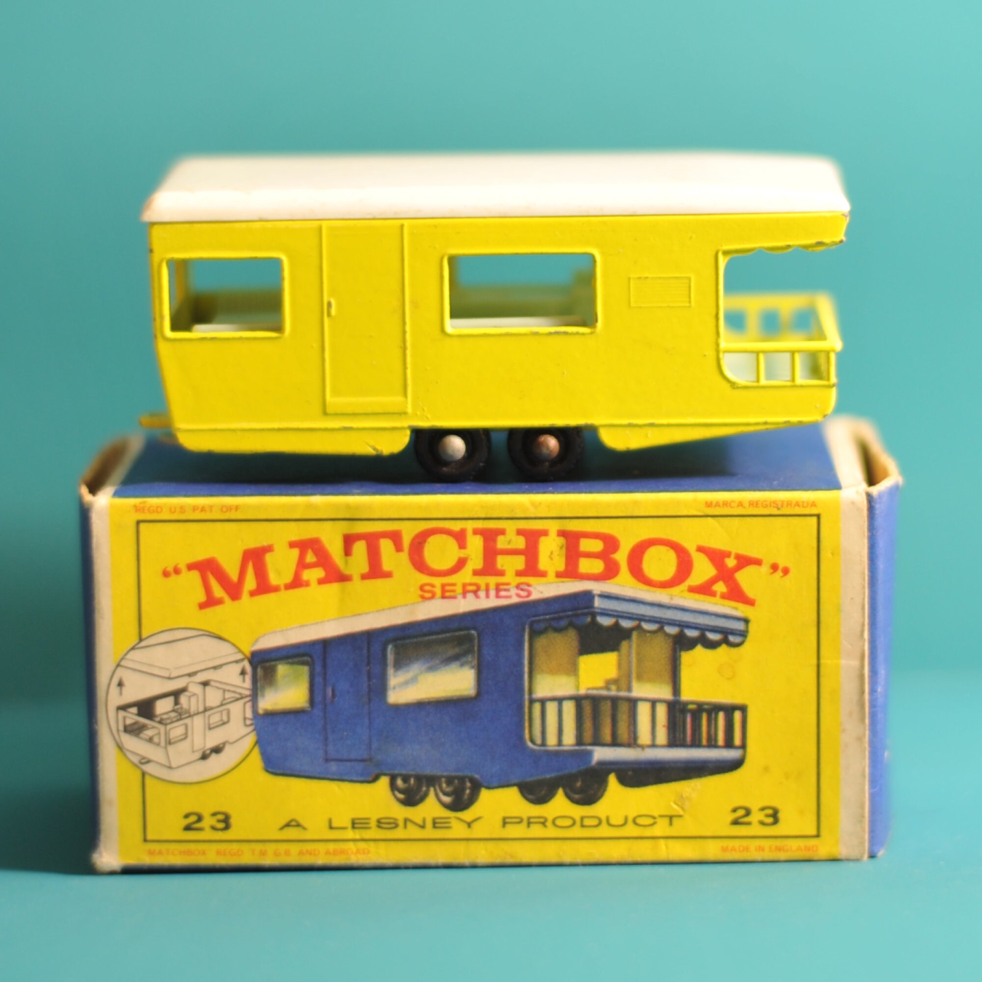 Vintage Matchbox Lesney No 23D Trailer Caravan 1965 Original E