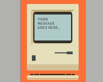 Retro Fun Personalised Macintosh SE Greetings Card