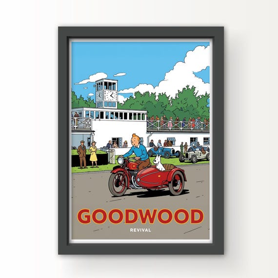 Goodwood Revival TinTin Art Print and Greetings Card