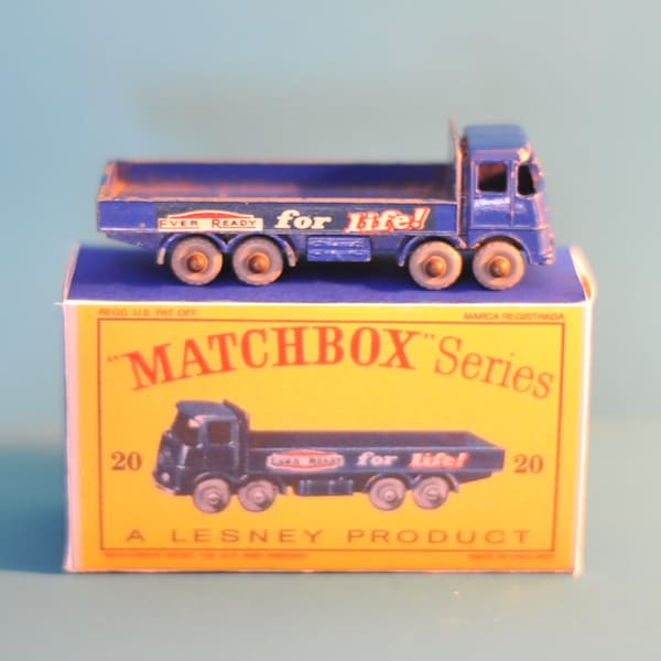 Vintage Matchbox Lesney No 20b ERF Truck with Reproduction box