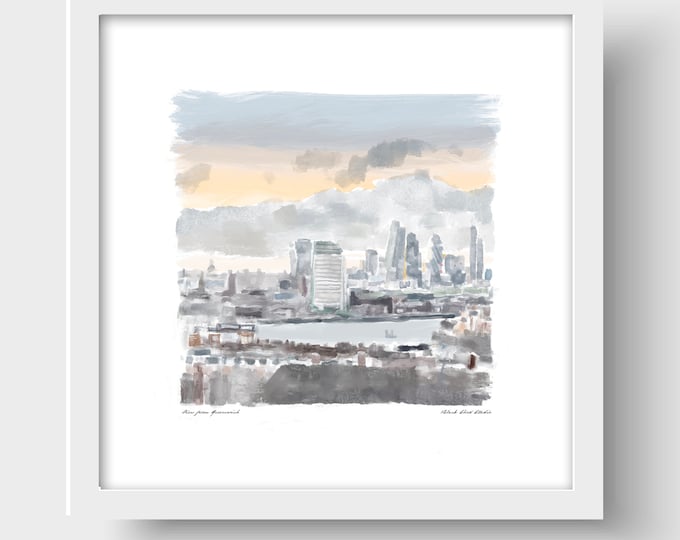 View from Greenwich London Art Print & Greetings Card