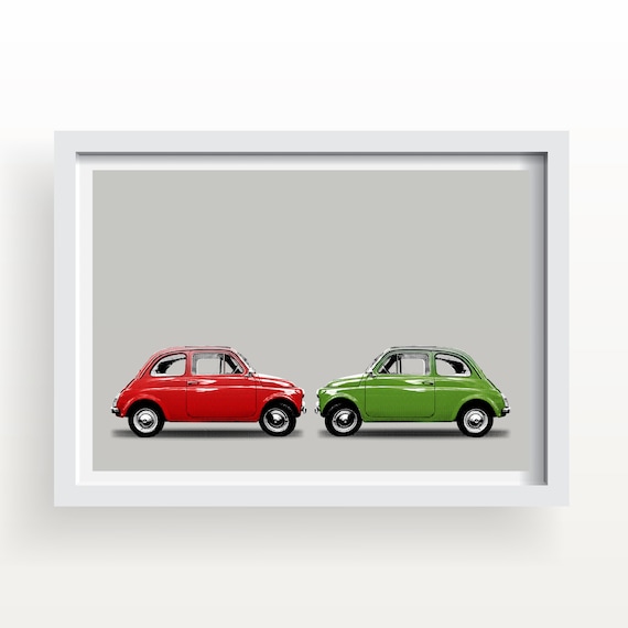 Fiat 500 Art Print in Italian colours