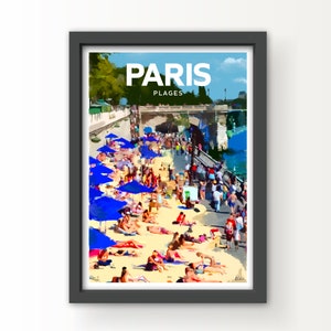 Stampa artistica sulla spiaggia di Parigi e biglietto di auguri