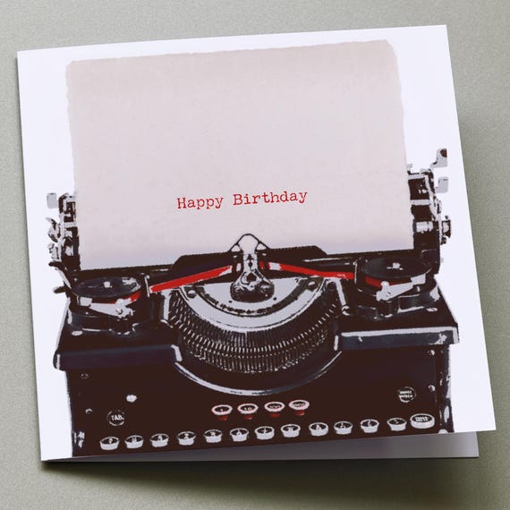 Personalised Birthday Card Vintage Style Typewriter