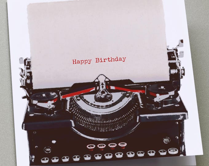 Personalised Birthday Card Vintage Style Typewriter