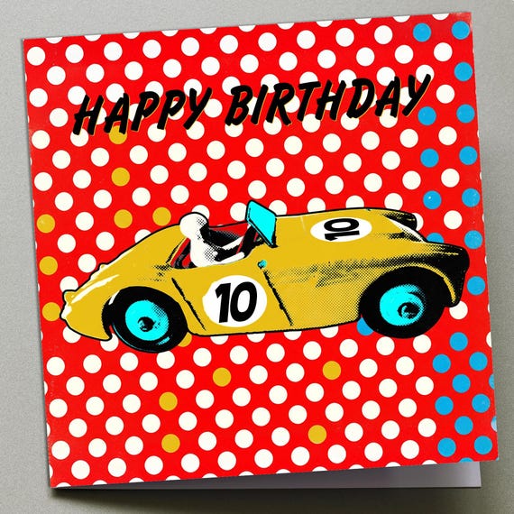 Personalised Birthday Card Vintage Racing Car