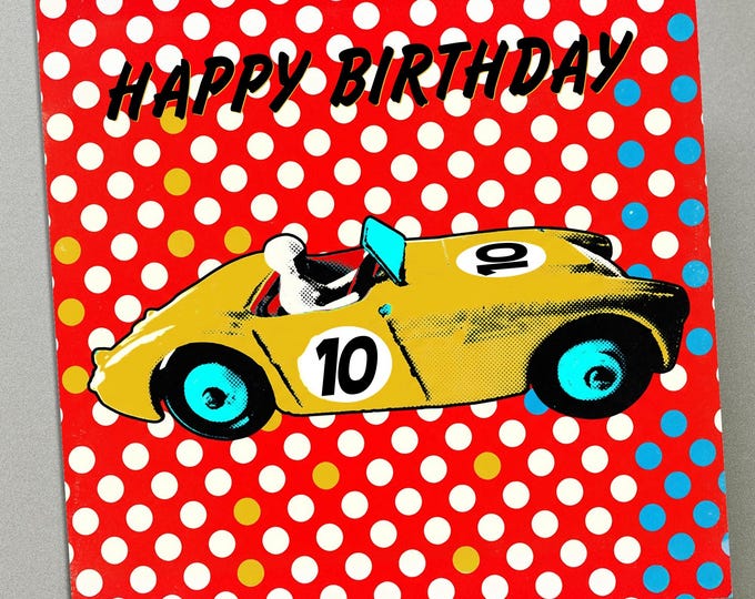 Personalised Birthday Card Vintage Racing Car