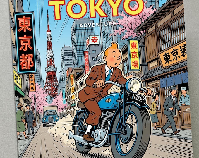 Personalised Greetings Card - Tintin in Tokyo