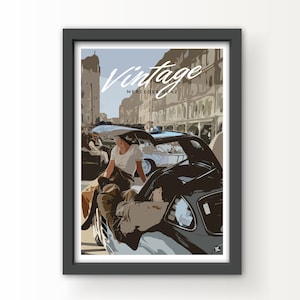 Oldtimer-Kunstdruck und Grußkarte