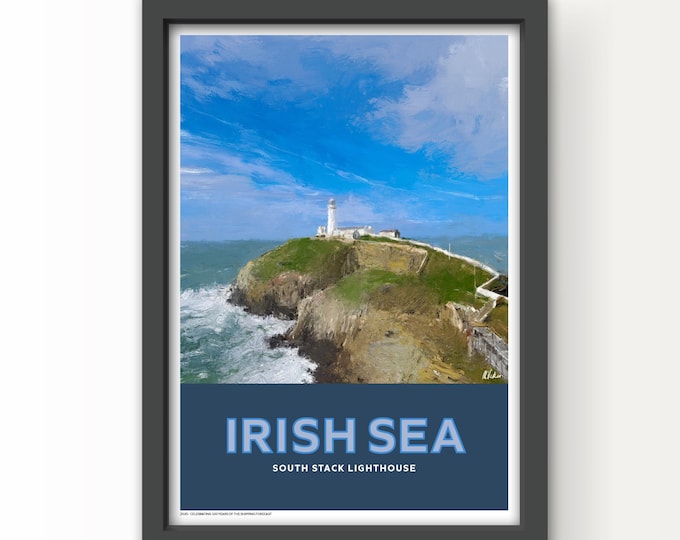The Shipping Forecast Art Print Poster and Greetings Card - Irish Sea