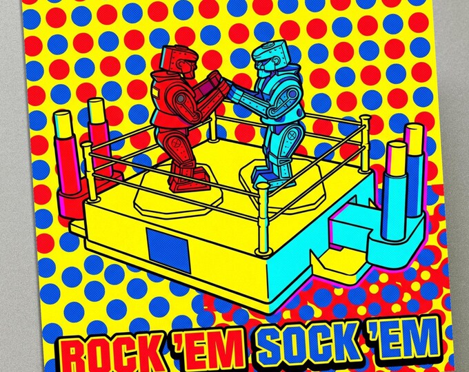 Personalised Birthday Card - Rock 'Em Sock 'Em Robots