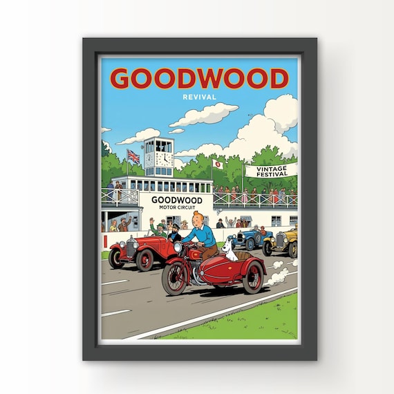 Goodwood Revival TinTin Art Print and Greetings Card