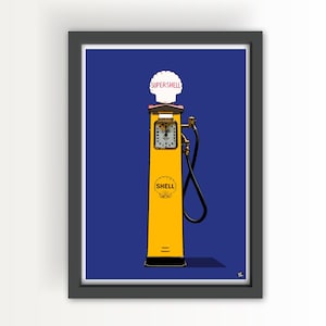 Vintage Petrol Pump Kunstdruck und Grußkarte