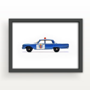 Vintage Matchbox Ford Fairlane Police Car 1963 Art Print & Greetings Card