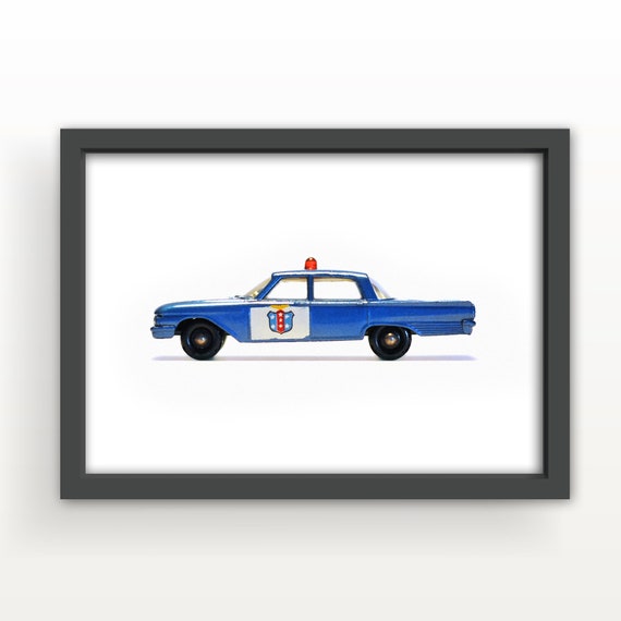 Vintage Matchbox Ford Fairlane Police Car 1963 Art Print & Greetings Card