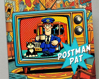 Tarjeta de cumpleaños personalizada - Pat el Cartero Retro TV