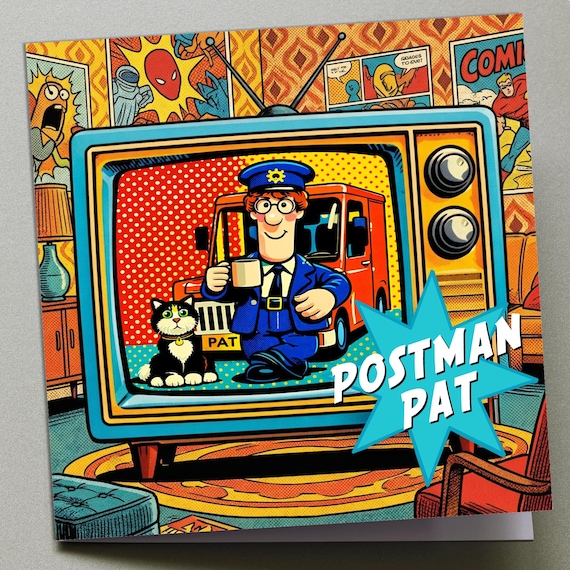 Personalised Birthday Card - Postman Pat Retro TV