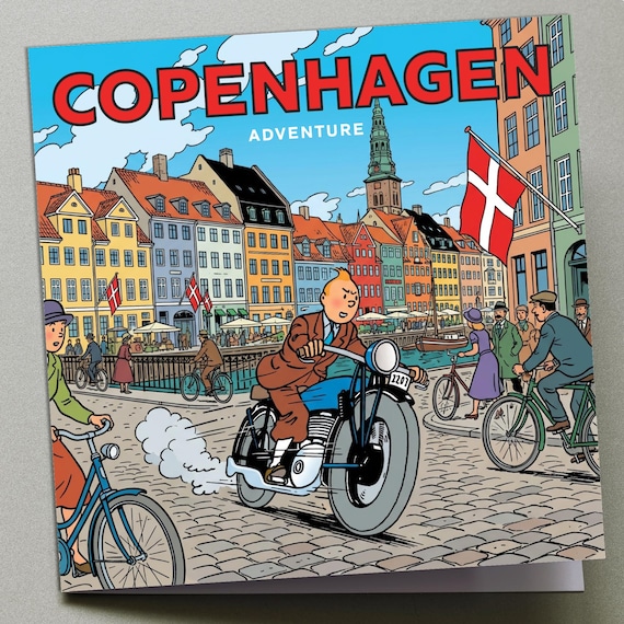 Personalised Greetings Card - Tintin in Copenhagen