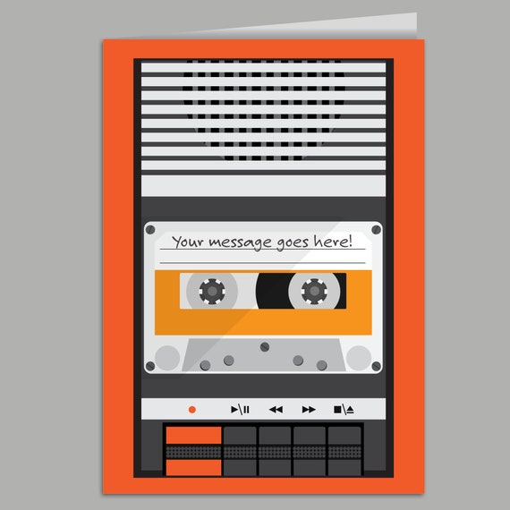 Retro Fun Personalised Cassette Player Greetings Card
