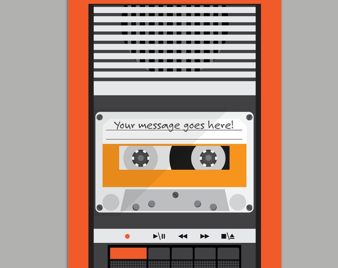 Retro Fun Personalised Cassette Player Greetings Card