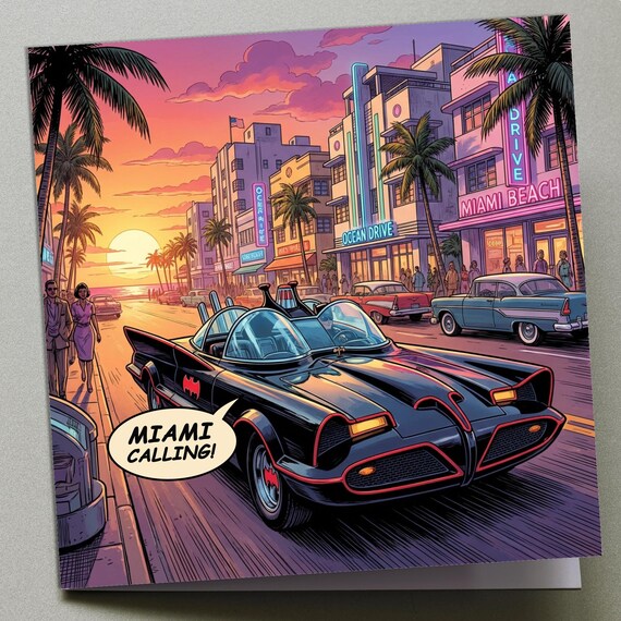 Personalised Birthday Card - Batman in Miami