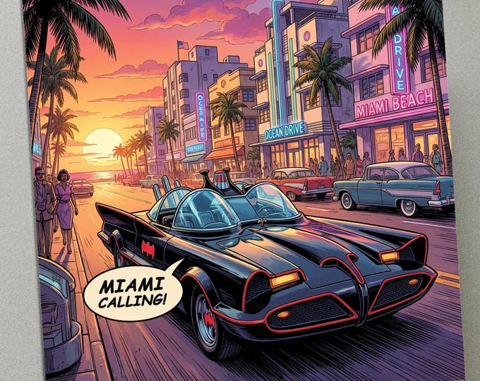 Personalised Birthday Card - Batman in Miami