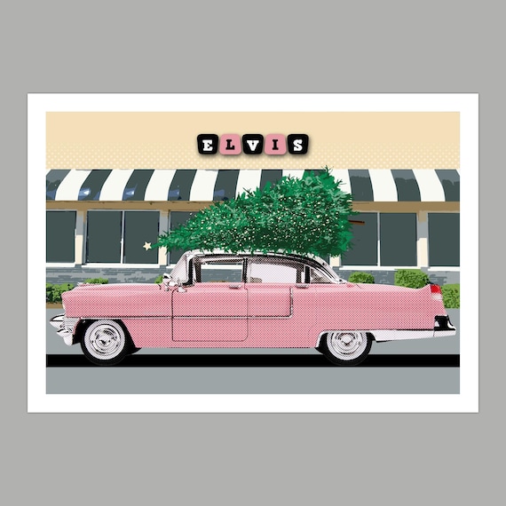 Elvis Presley's Pink Cadillac Christmas Greetings Card