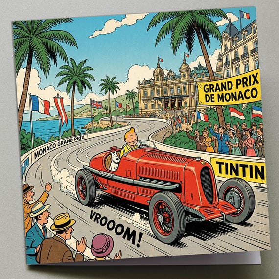 Personalised Greetings Card - TinTin in Monaco
