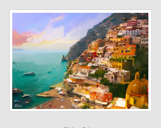 Positano Italy Original Oil Painting Giclee Print Wall Art