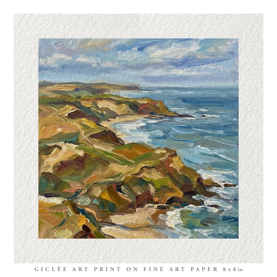 Cornish Coast Vintage Oil Painting Fine Art Print & Greetings Card
