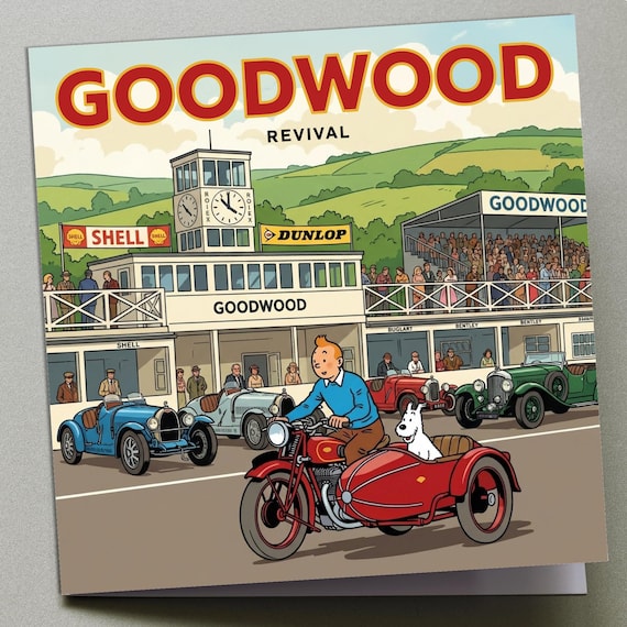 Personalised Greetings Card - Tintin at Goodwood Revival