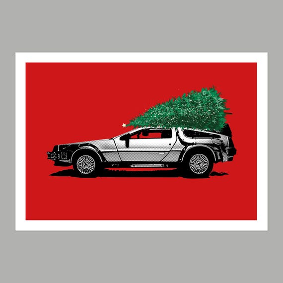 DeLorean Car Christmas Greetings Card