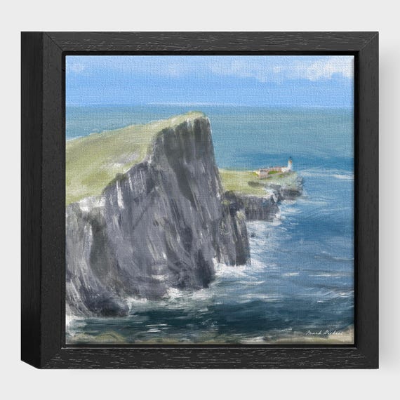 Neist Point Lighthouse on the Isle of Skye - Framed Printed Canvas