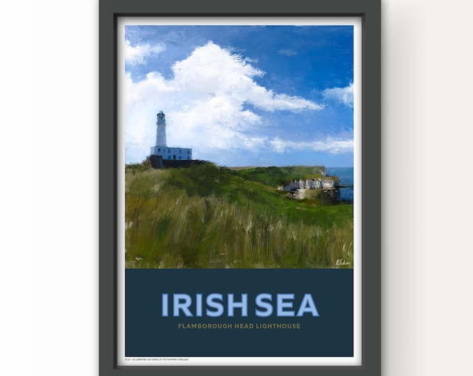 The Shipping Forecast Art Print Poster and Greetings Card - Irish Sea