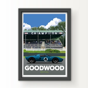 Lámina artística del Ford GT40 del Renacimiento de Goodwood
