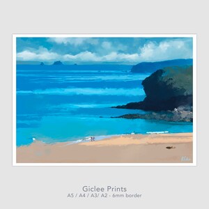 Peinture à l'huile originale Newquay Cornwall, impression jet d'encre, art mural, impression et carte de voeux