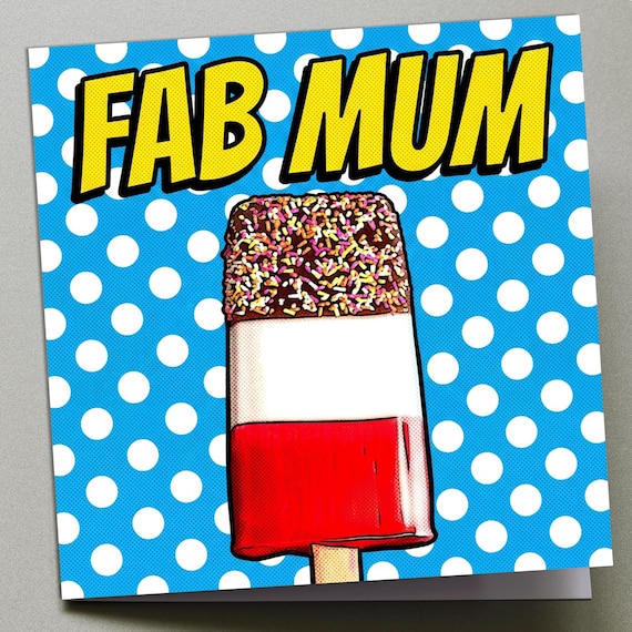 Personalised Retro Mum Mother's Day Card – Comic Style FAB Ice Cream