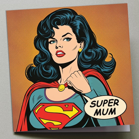 Personalised Mother's Day Card - Retro Super Mum