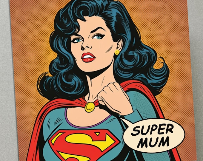Personalised Mother's Day Card - Retro Super Mum
