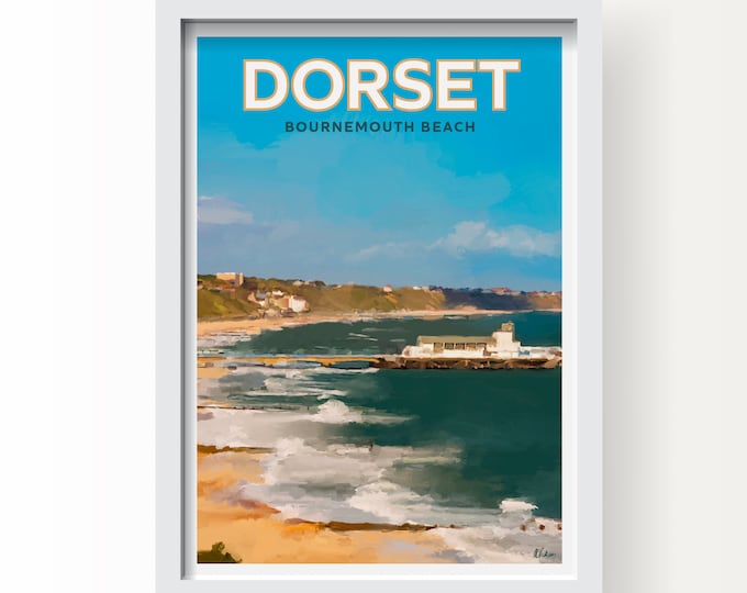 Dorset Bournemouth Beach Fine Art Print, Greetings Card & Postcard