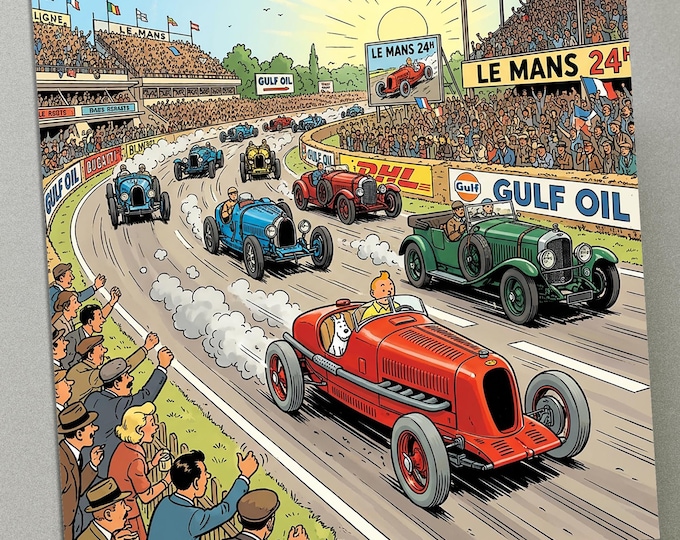 Personalised Greetings Card - TinTin in Le Mans